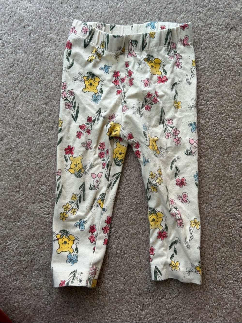 Disney Cream Floral Winnie the Pooh Leggings